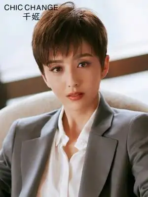 正品千姬假发女短发圆脸真人发丝网红蓬松自然修脸帅气中性造型全