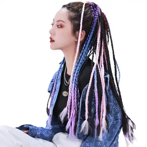 脏辫马尾欧美假发街舞嘻哈非洲彩色渐变编发马尾