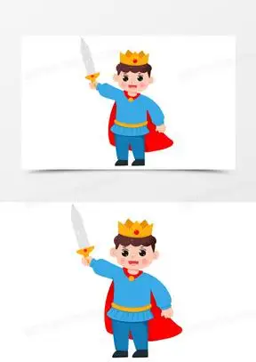 卡通手绘小王子拿剑免抠素材