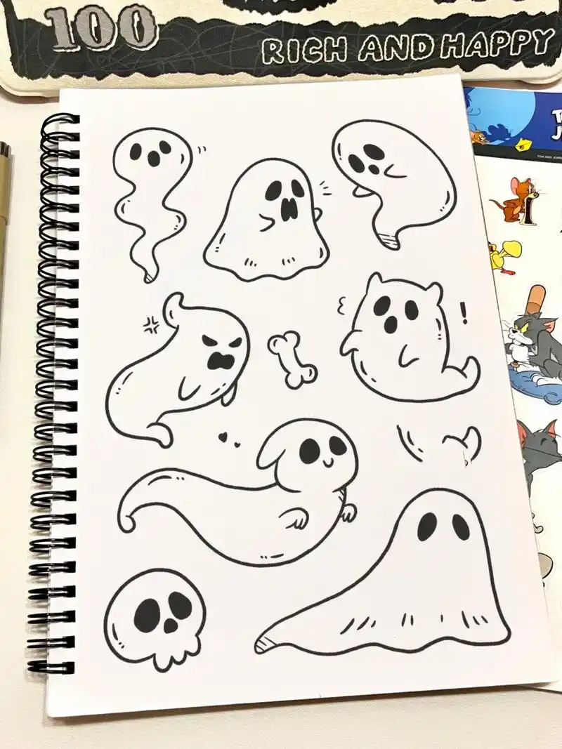 我看看是谁还不会画万圣节小幽灵97简笔画 超可爱的捣蛋鬼来啦!