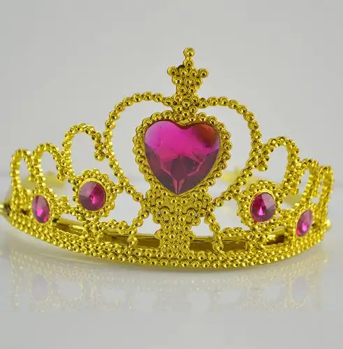 儿童皇冠头饰公主头箍女童发箍金色银色演出饰品分体带钻塑料皇冠