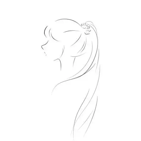 第1页正面扎马尾的简笔画扎马尾的小女孩头像简笔画简笔画侧身女