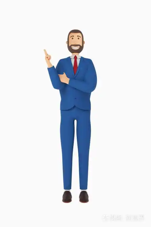 卡通人物西装革履的商人三维渲染