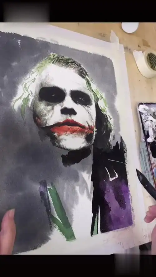 永远的"小丑"希斯莱杰艺术 绘画 小丑 希斯莱杰 绘画过程 治愈dou 小