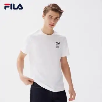 fila斐乐官方男士短袖t恤夏季休闲运动圆领印花针织套头衫半袖男装