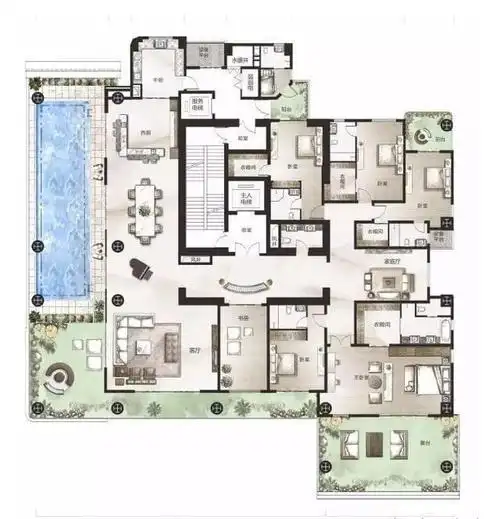 760平方米坐拥空中泳池和21米长的露台的大平层户型你爱了么