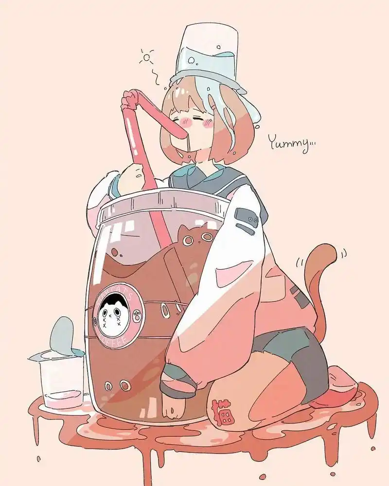 卡通人物绘画,呆萌少女,糖果配色,可爱吗?