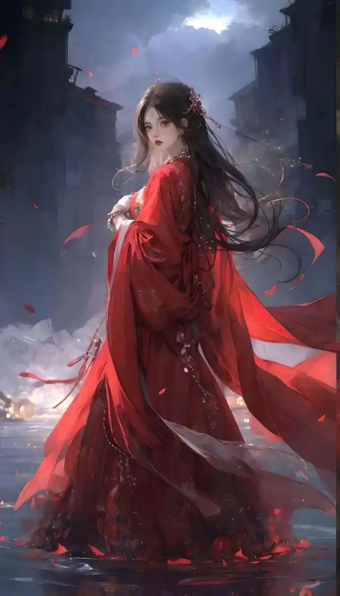 古风系列红衣女子唯美氛围感壁纸