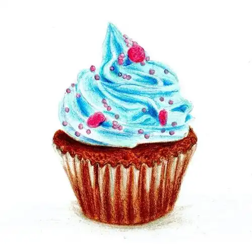 纸杯蛋糕_插图_艺术_甜点_下午茶_美食_彩铅_绘画_iphone壁纸_手绘