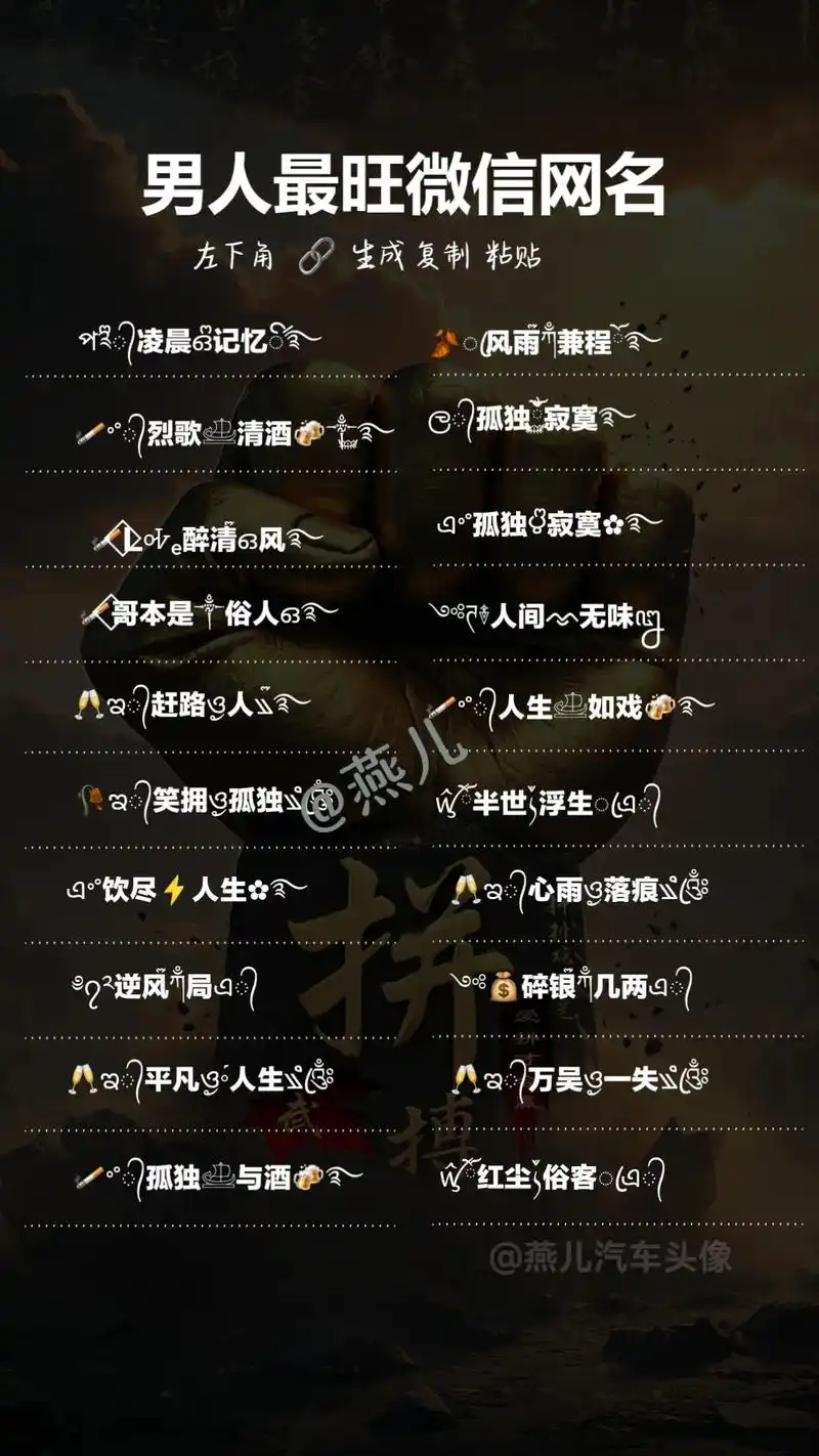 男人最旺微信网名昵称.高冷霸气的男生网名,可复制粘贴的网名