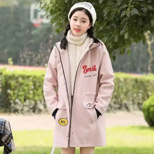 2019秋冬新款韩版加厚初中生冬装呢子大衣少女高中学生毛呢外套女