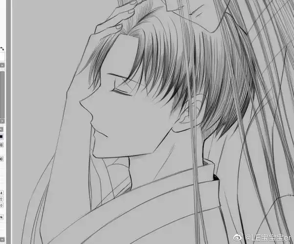 人物黑白动漫插画绘画线稿手绘女生男生长发短发转载二次元