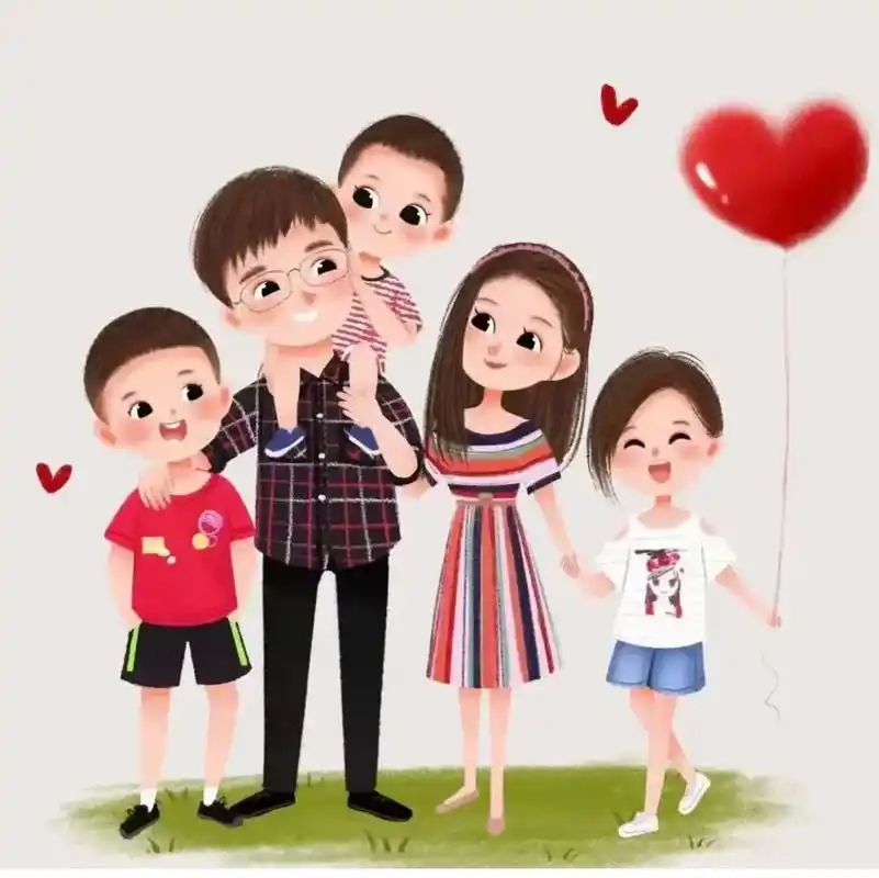 一家五口卡通全家福头像,合集22#亲子头像 - 抖音