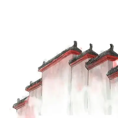 水墨屋檐水墨风水墨元素古风房子水墨建筑元素古风建筑png素材