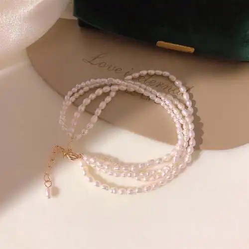 天小巴洛克淡水然珍珠手链多层缠绕小米粒手串女气质百搭甜美手饰