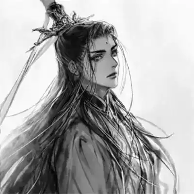 漫画古风男生头像黑白高清图片