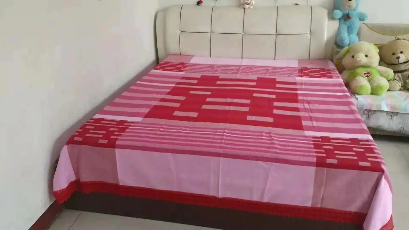 纯手工老粗布床单大喜字现货哦 - 抖音