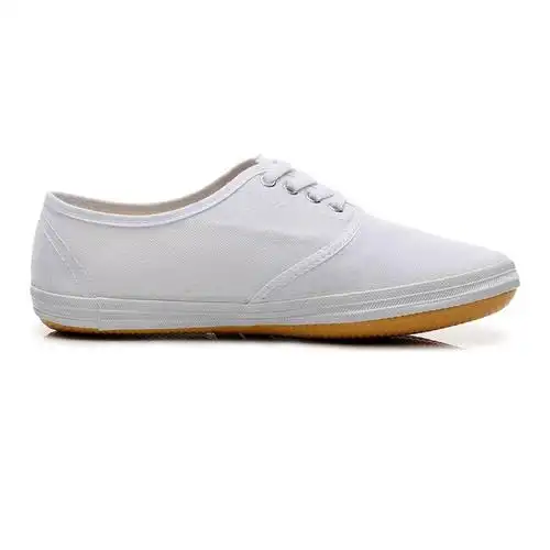 白球鞋小白鞋帆布鞋体操表演鞋晨练武术鞋护士工作鞋女白布鞋白色松紧