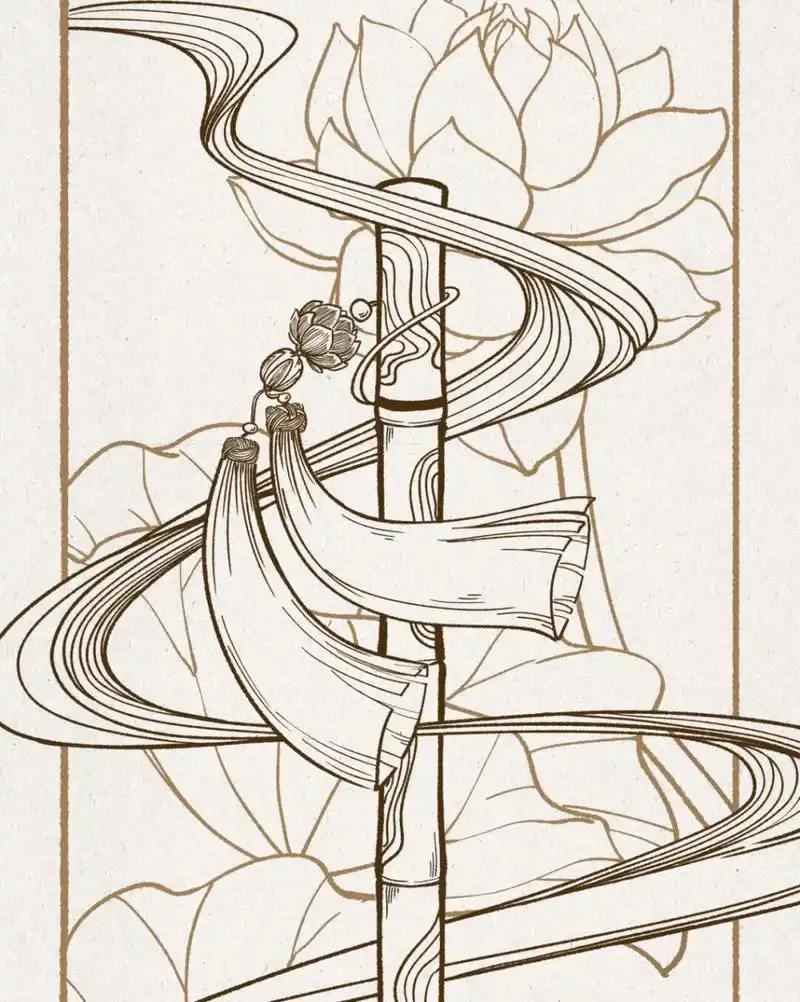 国风插画系列|陈情笛/忘机琴/莲藕穗/玄铁扇 因为很喜爱陈情令,这次