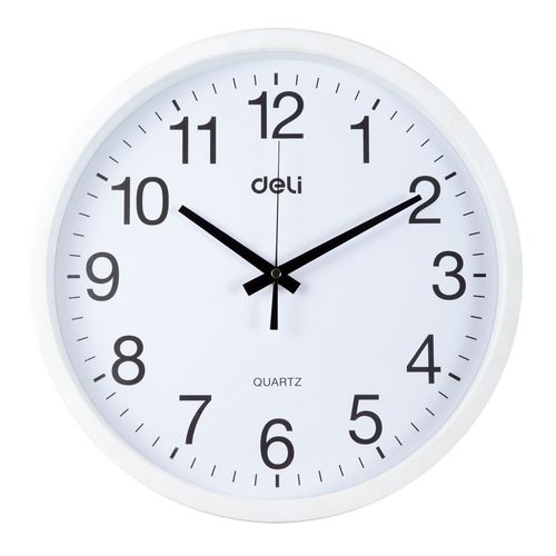 得力9006挂钟 圆形办公家用挂钟大气静音挂表办公生活用品