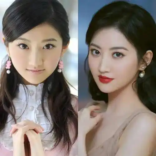 刚出道的景甜含羞带笑,浓颜系的大眼亮晶晶的,清纯灵动就像一只娇滴滴