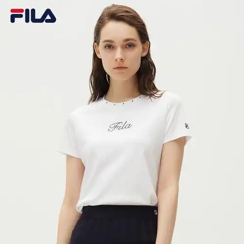 fila 斐乐官方女子短袖 2021年秋季 上衣 运动百搭休闲短袖 t恤 新款