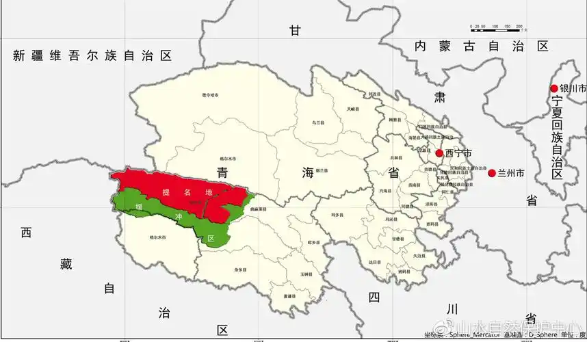 可可西里作为世界自然遗产提名地的位置图