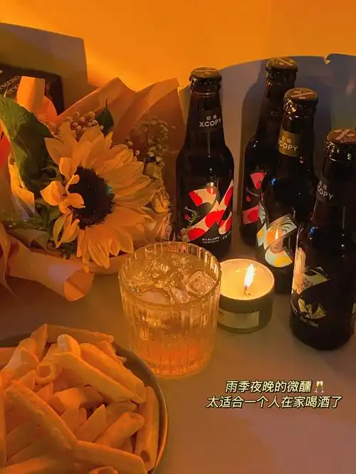 雨天夜晚微醺00一个人的小酌饮酒