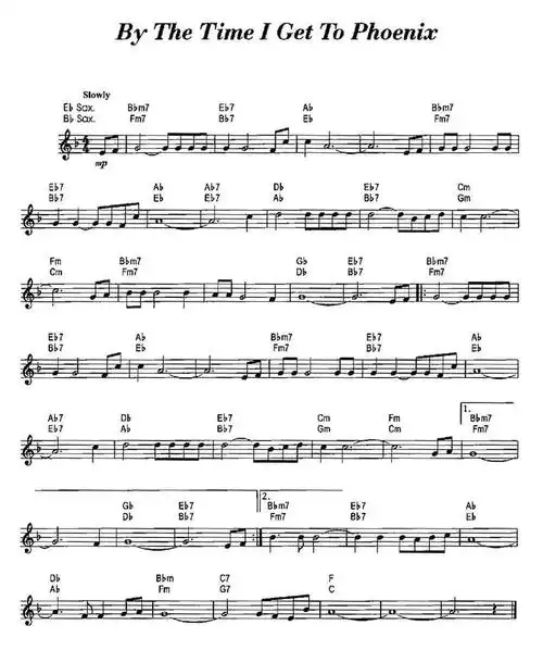 中国乐谱网——【萨克斯谱】by the time i get to phoenix