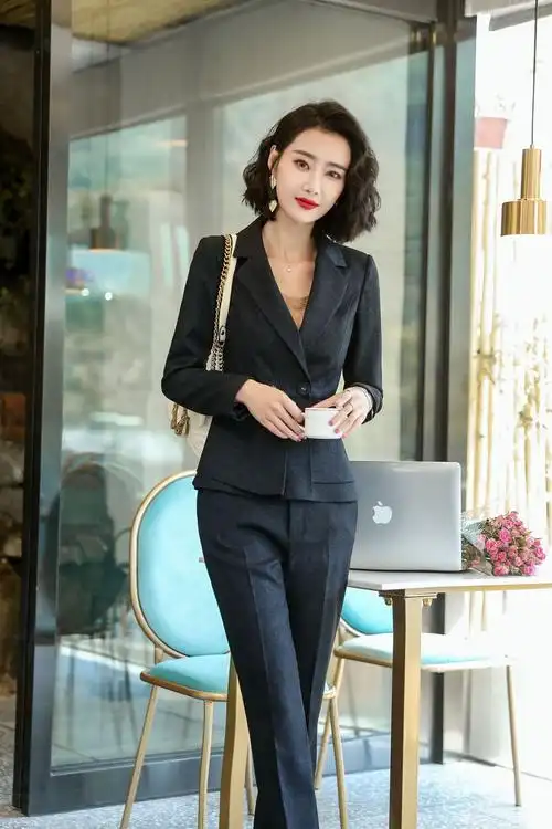 职业套装女装韩版商务时尚套裙2019秋季高端气质正装美容院工作服