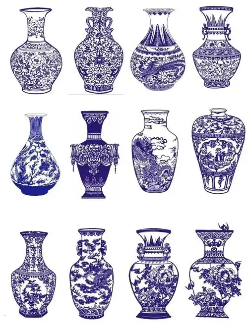 中国传统纹饰青花瓷瓶