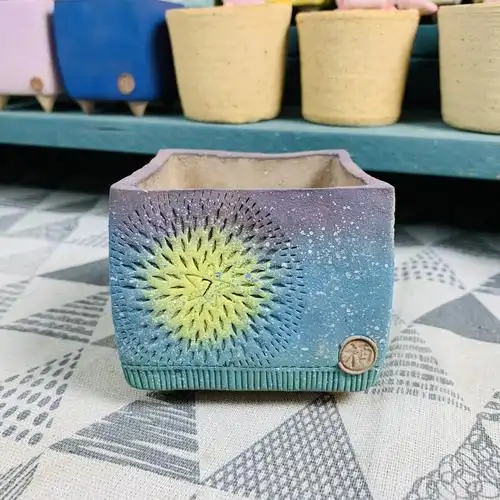 格调花器木栖黑科技纯手工多肉花盆大师系列纪念版烟花方透气控型