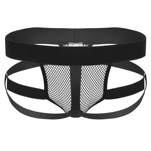 chictry 男式透明凸起小袋扣带丁字裤内裤