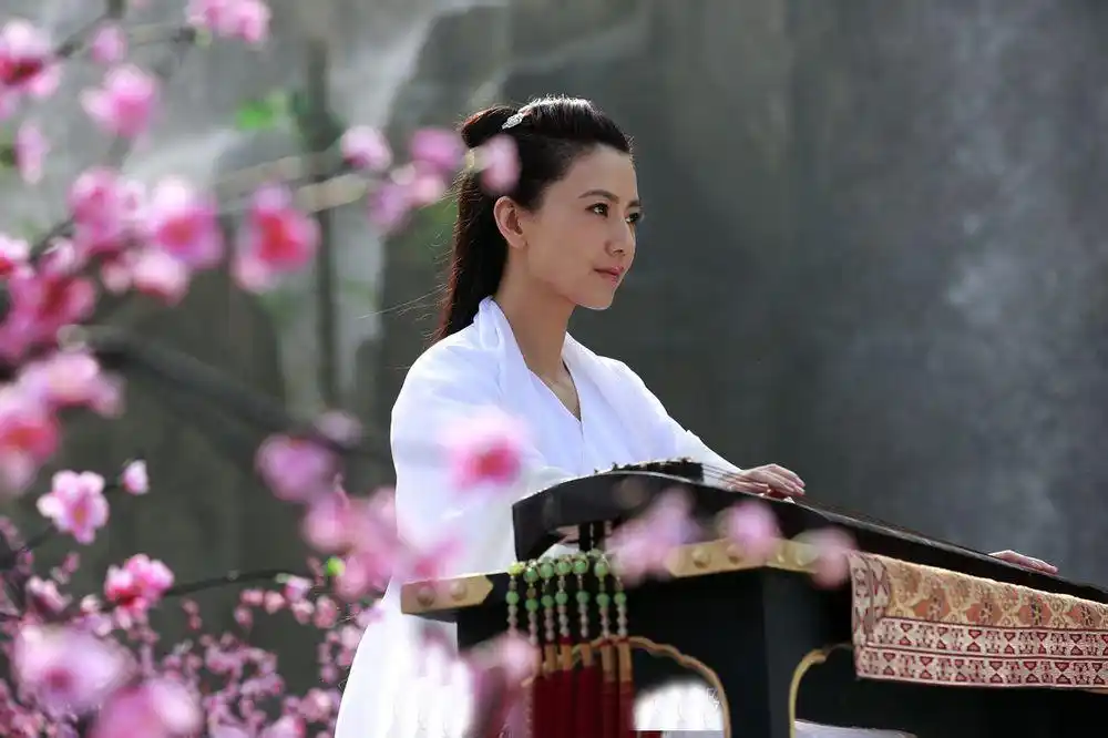 高圆圆,古装美人,李碧云,新天龙八部, 全身白色衣衫,眉目甚美,身形