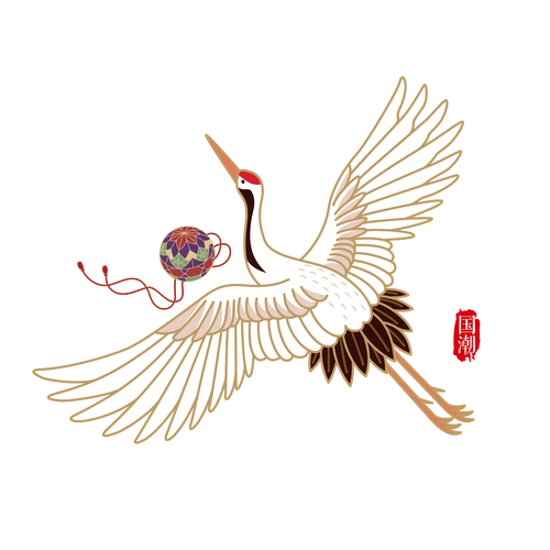 手绘中国风传统仙鹤图片