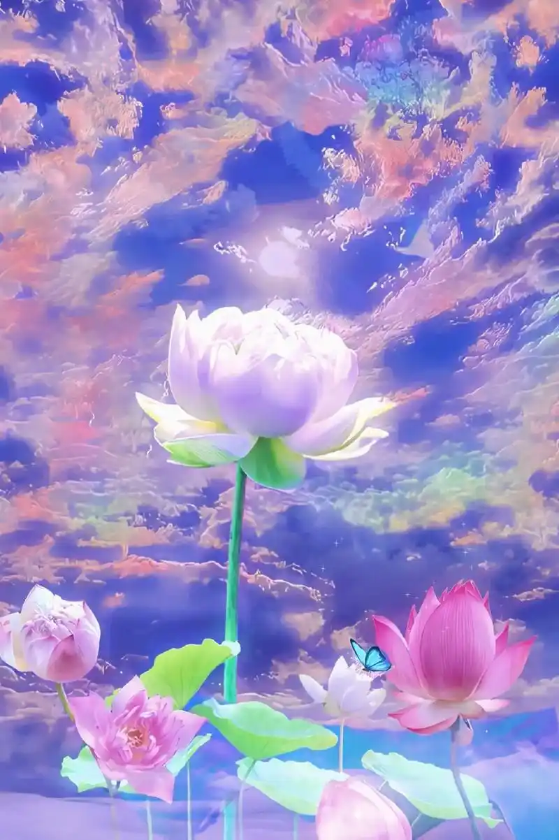 此图片只爱特给好运的人,七彩祥云 莲花盛开,好运自来.#治愈 - 抖音