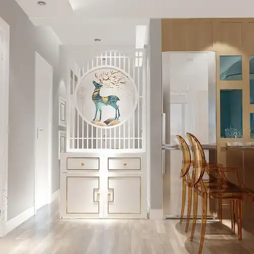 进门客厅玄关柜鞋柜一体北欧轻奢现代镂空屏风隔断柜定制定做松木屏风