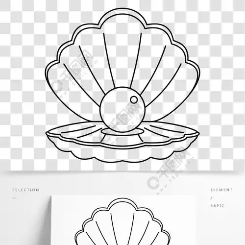 海贝壳与珍珠图标概述海壳的例证与珍珠传染媒介象的网的海贝壳珍珠