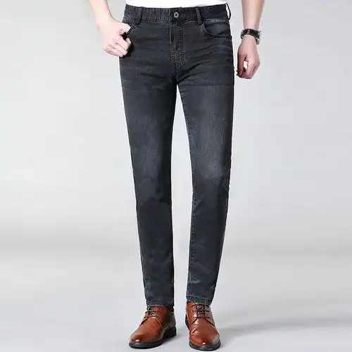 品牌春夏季新款男士牛仔裤中老年薄款休闲时尚弹力宽松中腰直筒裤