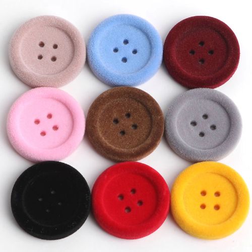 树脂植绒彩色纽扣扣子仿包布扣女风衣毛呢大衣扣红色加厚圆形钮扣