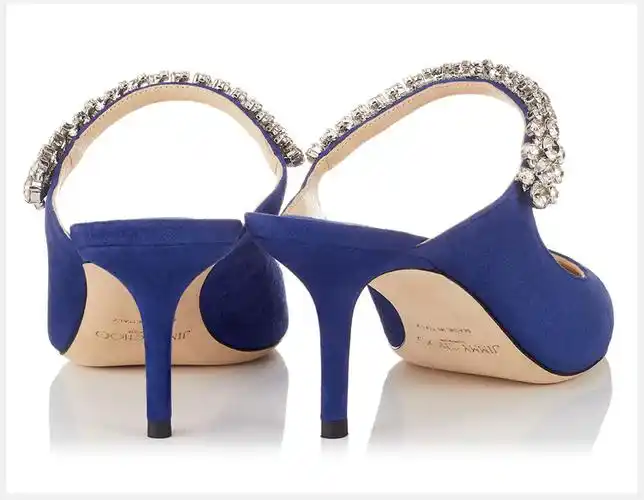 【国内现货】jimmy choo/周仰杰 bing 65 女士水晶装饰蓝色时尚高跟鞋