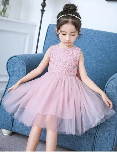 连衣裙2018夏季新款女孩蕾丝蓬蓬纱裙女宝宝公主裙儿童裙子夏装3-10岁