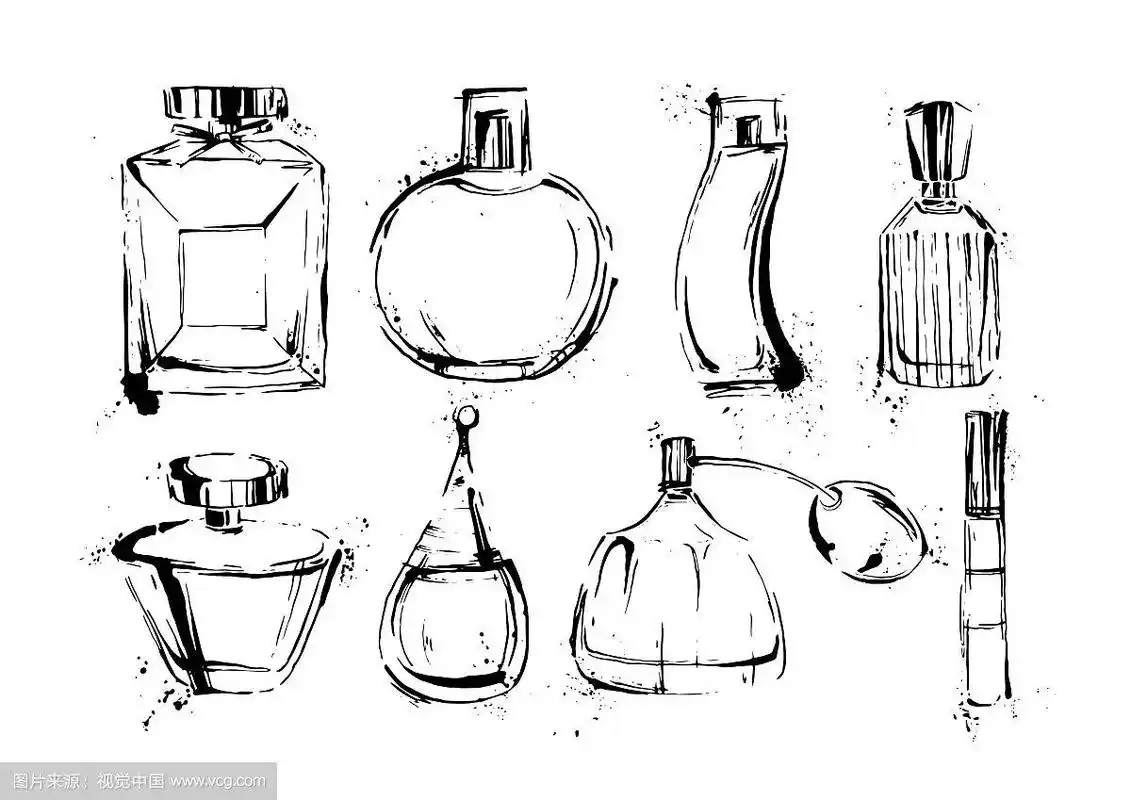 香水瓶集时尚素描手绘