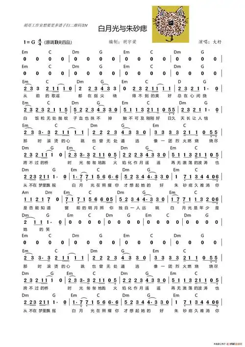 白月光与朱砂痣 (吉他谱) 谱友园地