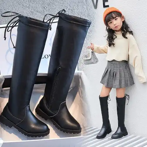 包邮女童长靴软底靴子过膝靴秋冬长筒童鞋加绒儿童时装高筒靴