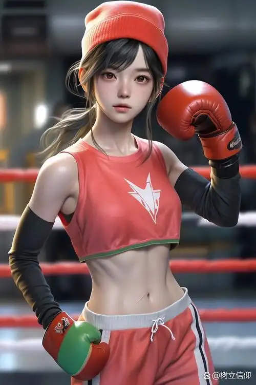 拳击少女,马甲线谁能不爱 ai绘画,漫画壁纸