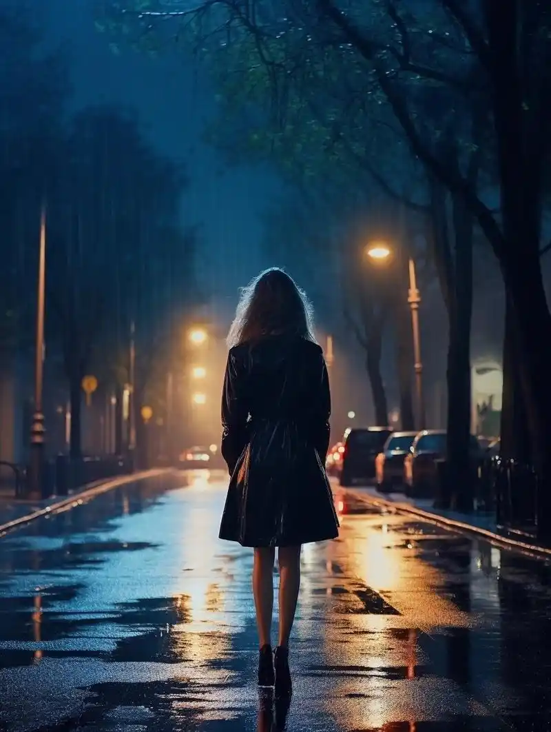 夜景伤感背影  走在无人街上,感受着夜间寒冷