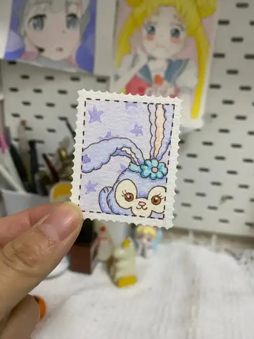 水彩  #自制书签  #邮票  #书签  #水彩书签  #线稿  #星黛露