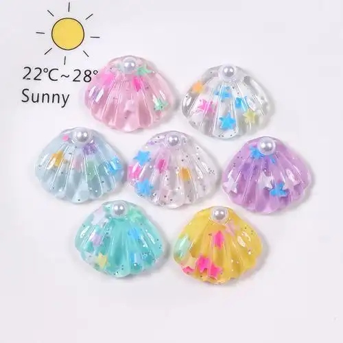 厂家现货树脂彩色贝壳冰箱贴钥匙扣耳环配件 diy滴胶手机壳装饰品