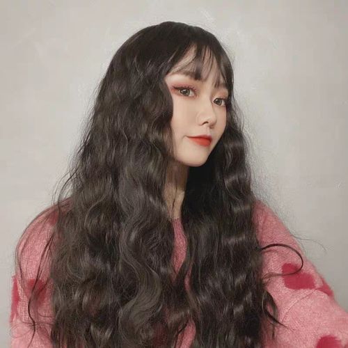 外贸货源假发女长卷发水波纹玉米烫微卷长发高温丝机制头套批发